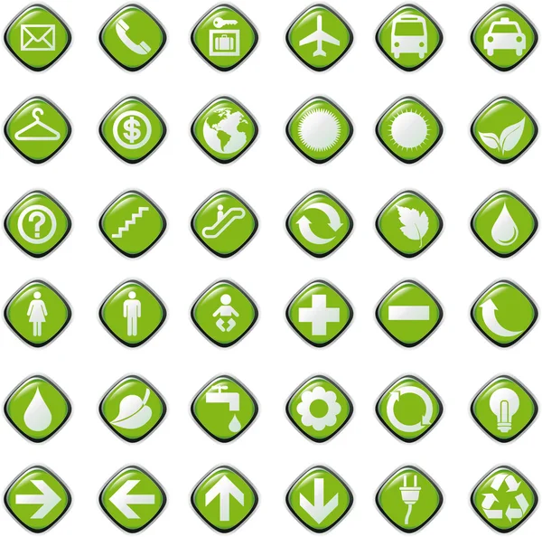 64 presentatie knoppen pictogrammen symbool web eco. — Stockvector
