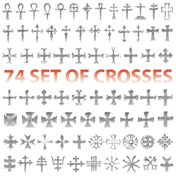 Set of Crosses pencil scribble Vector Graphics
