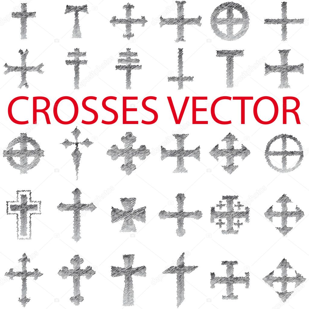 Set of Crosses pencil scribble