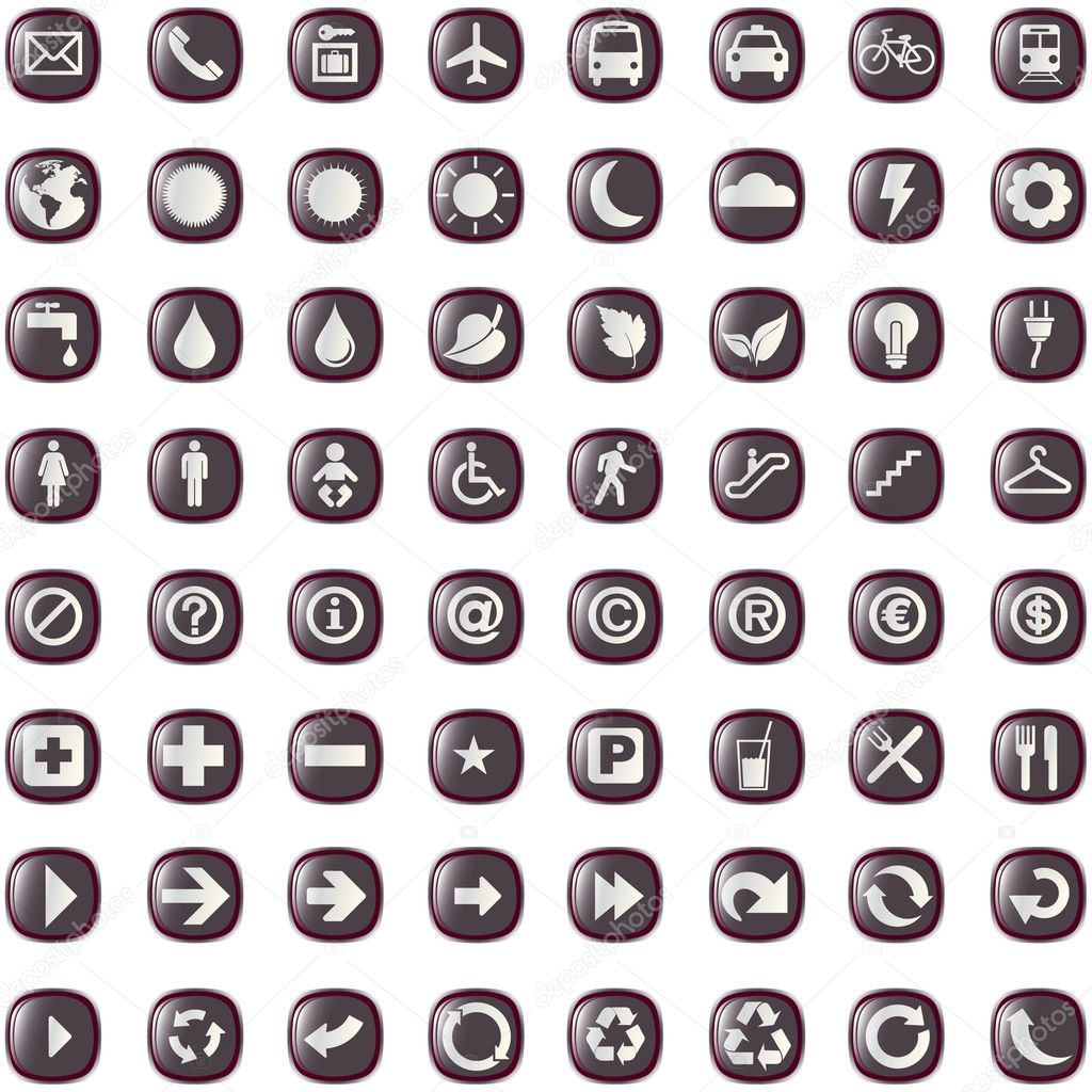 64 presentation buttons icons symbol web eco. Stock Vector Image by ...