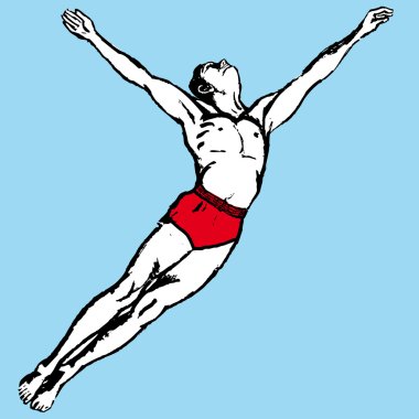 Man jumping over water. Vector illustration clipart