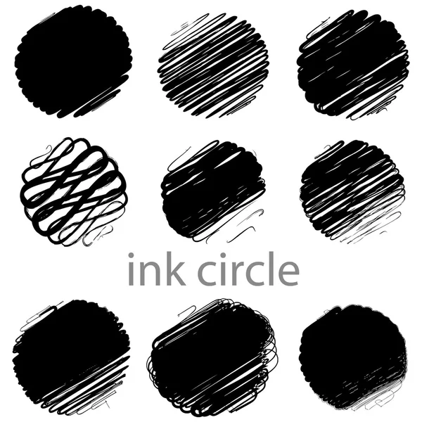 A set of grunge vector circle brush strokes — Stock Vector
