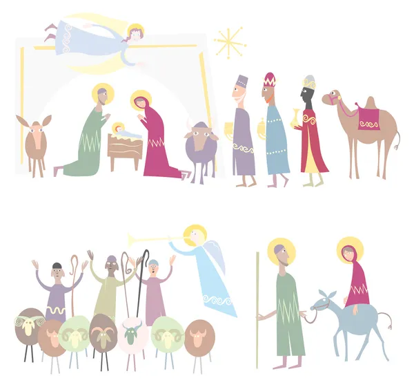 Nativité Bonne nuit, Bethléem. Illustration vectorielle — Image vectorielle