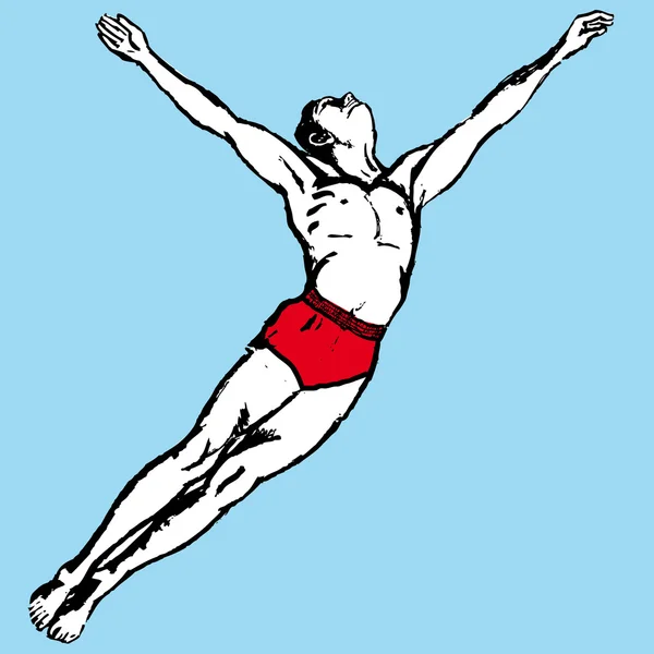 Mann springt über Wasser. Vektorillustration — Stockvektor