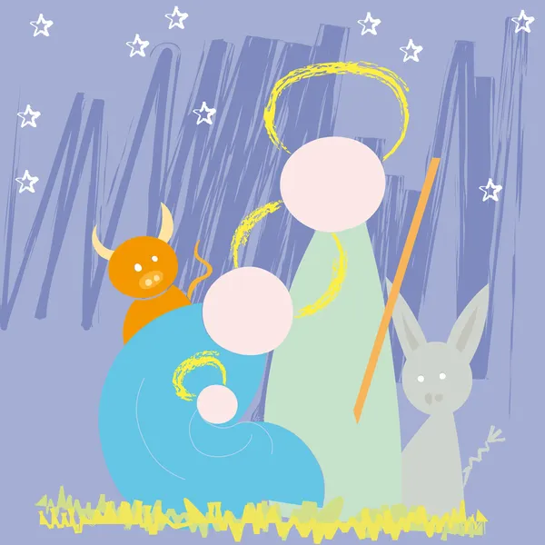 Doğuş kutsal gece, bethlehem. vektör çizim — Stok Vektör
