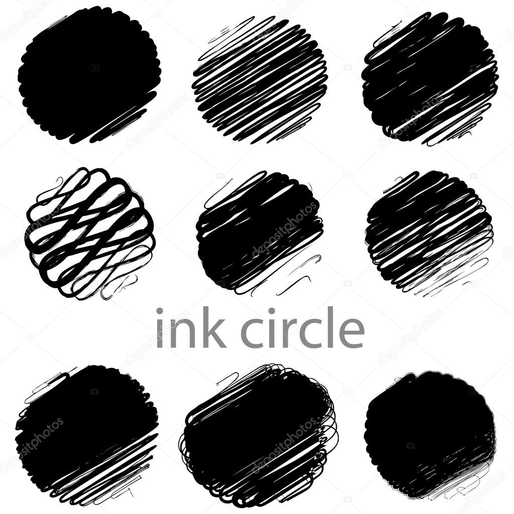 A set of grunge vector circle brush strokes