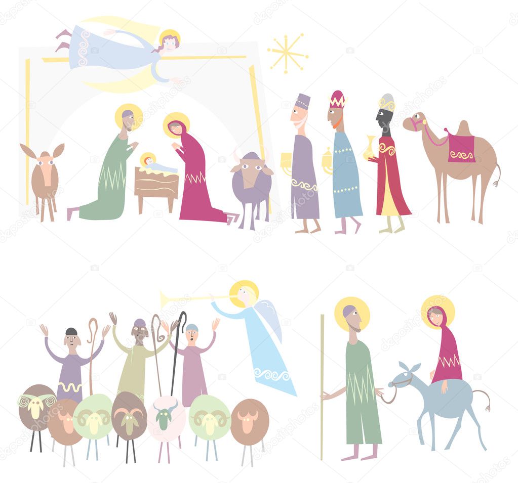 Nativity Holy night, bethlehem. Vector illustration