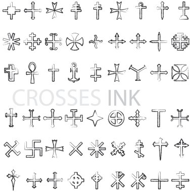 Set of Crosses Vector pencil scribble clipart