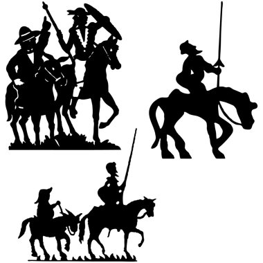 Don Quijote vector silhouettes. Don Quixote. clipart