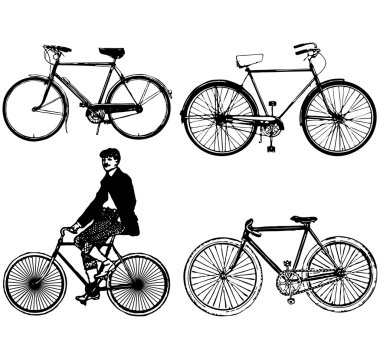 Set of old classic bike Illustration Vector clipart