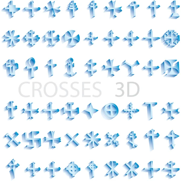 Set of crosses 3D vector illustration — Stock Vector