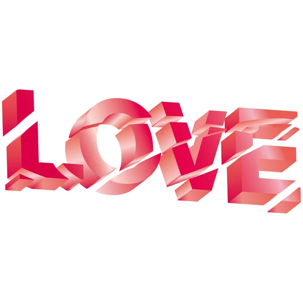 Vektor 3d kärlek-text på vit bakgrund. — Stock vektor