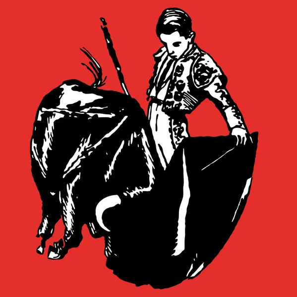 Bullfighter, bull, typical spanish — Stock Vector