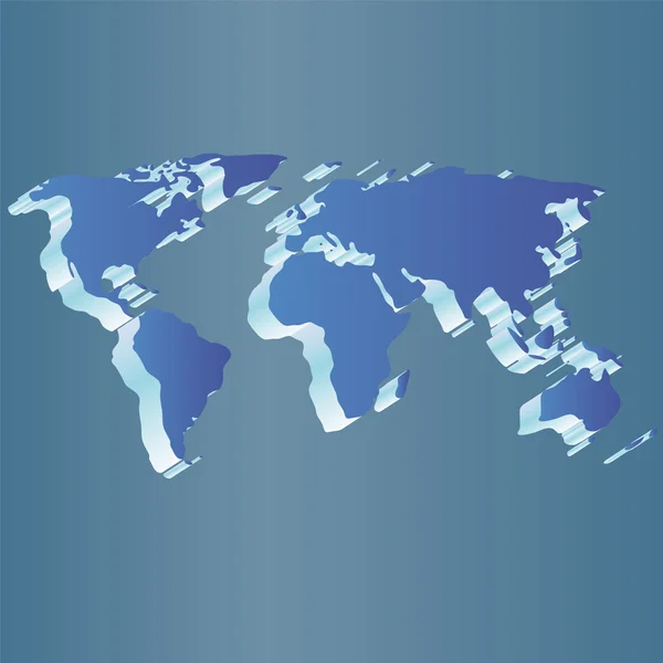 Elszigetelt kék világ 3d Térkép — Stock Vector