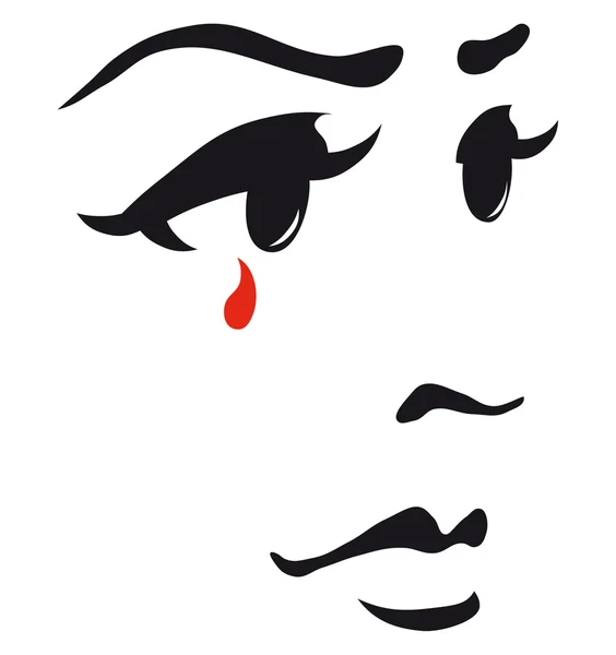 Croquis à l'encre d'une jeune femme visage sur fond blanc — Image vectorielle