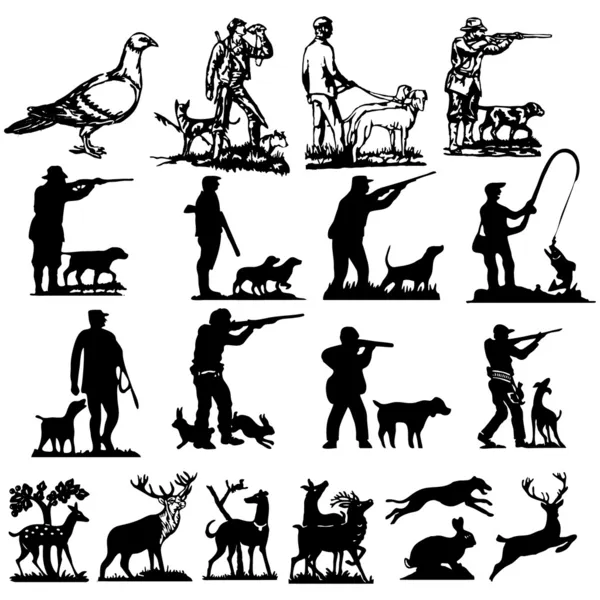 Hunting collection silhouettes - vector — Stock Vector
