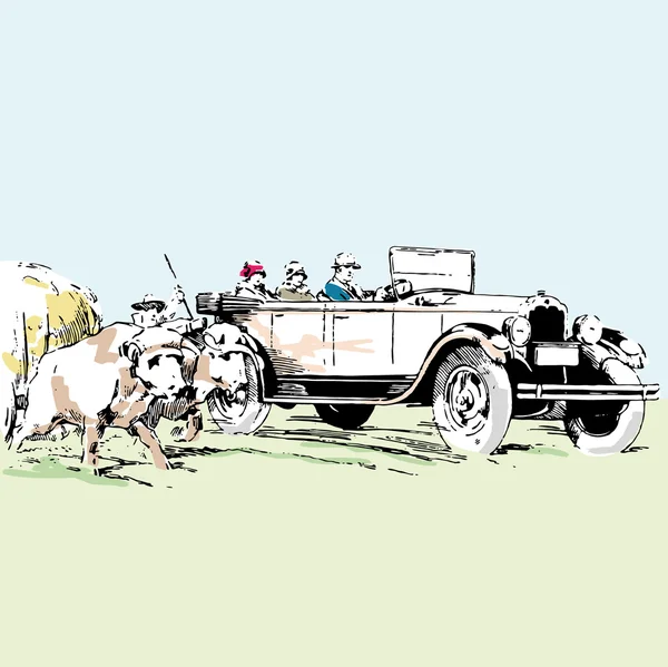 Velho temporizador carro vetor ilustração —  Vetores de Stock