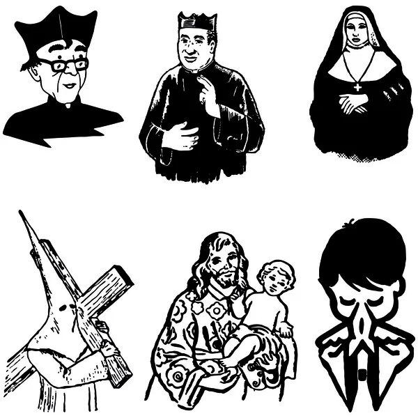 Ilustração vetorial de silhuetas católicas —  Vetores de Stock