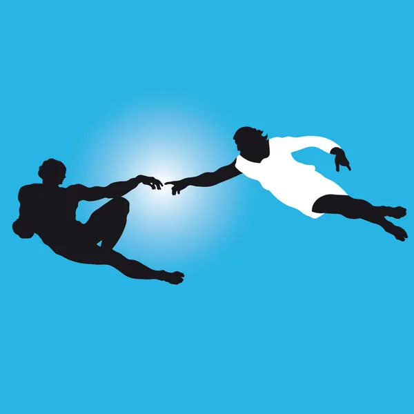 "the creation of Adam" Silhouettes illustration Vector. — Stock Vector
