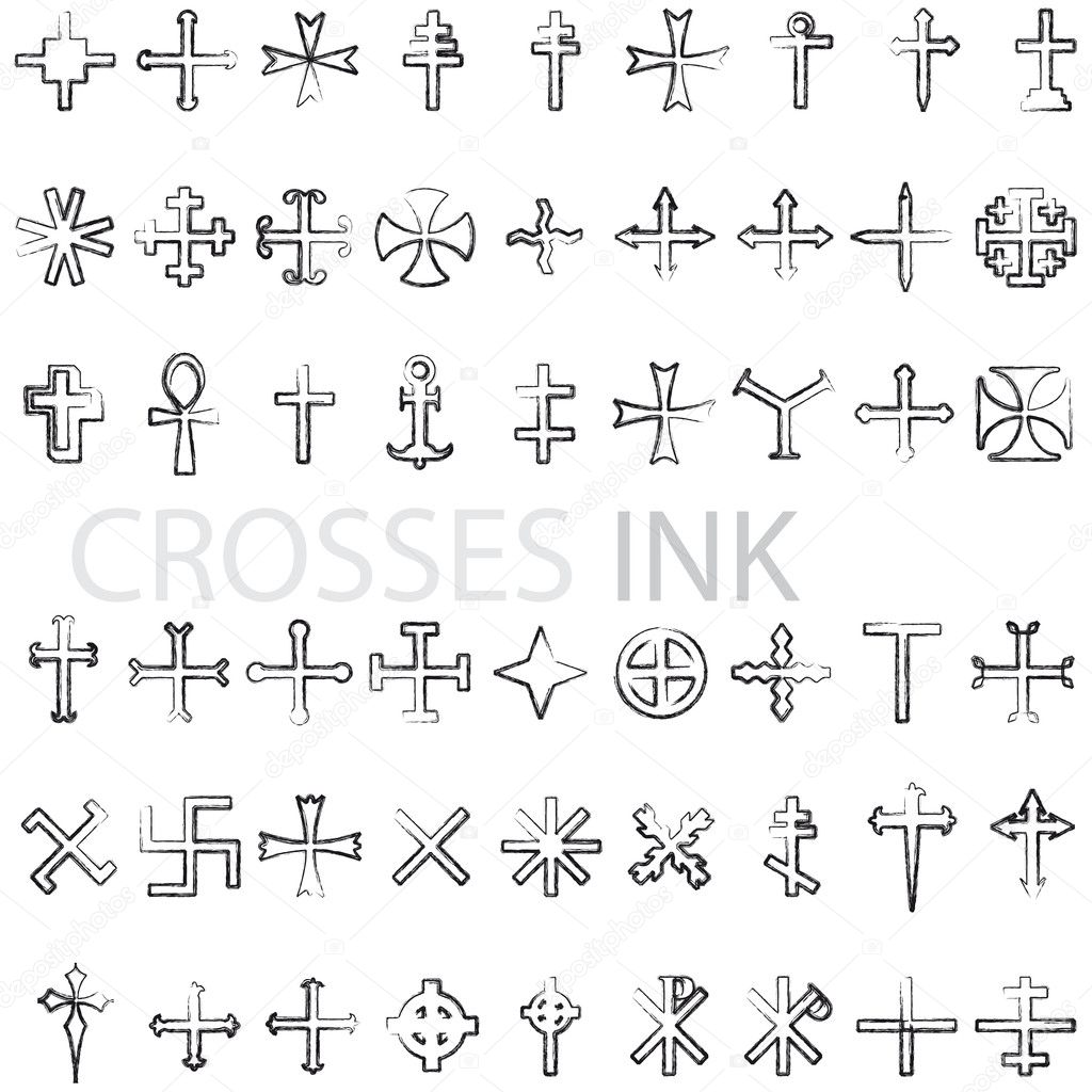 Set of Crosses Vector pencil scribble