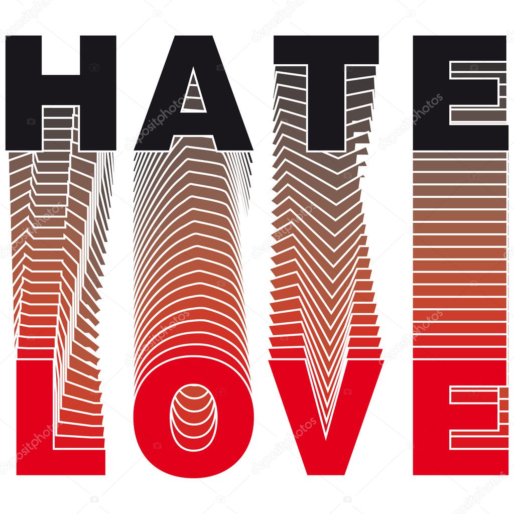 Illustration - Vector LOVE text and HATE on background.