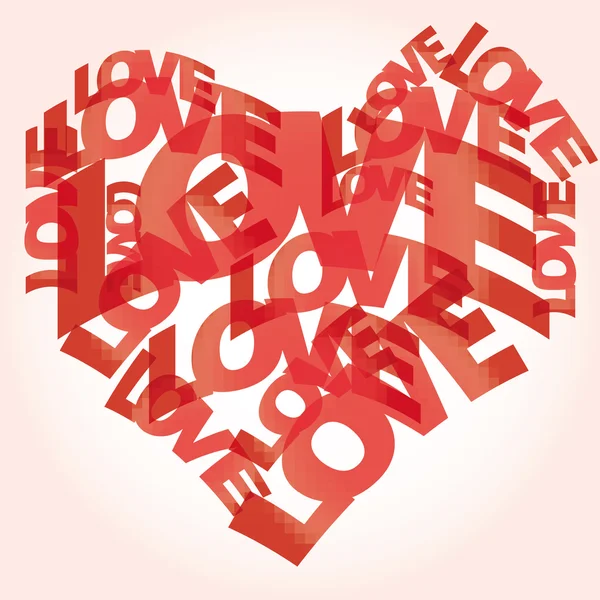 Coração de Valentim de palavras de amor — Vetor de Stock