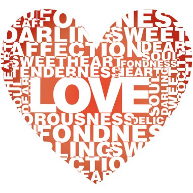 Valentine heart from love words clipart