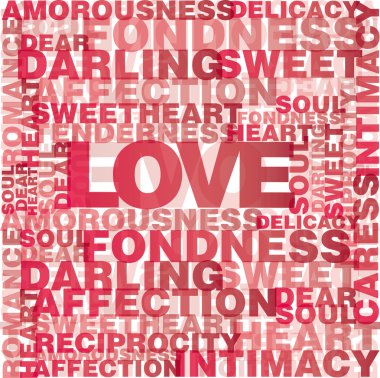 Valentine heart from love words clipart