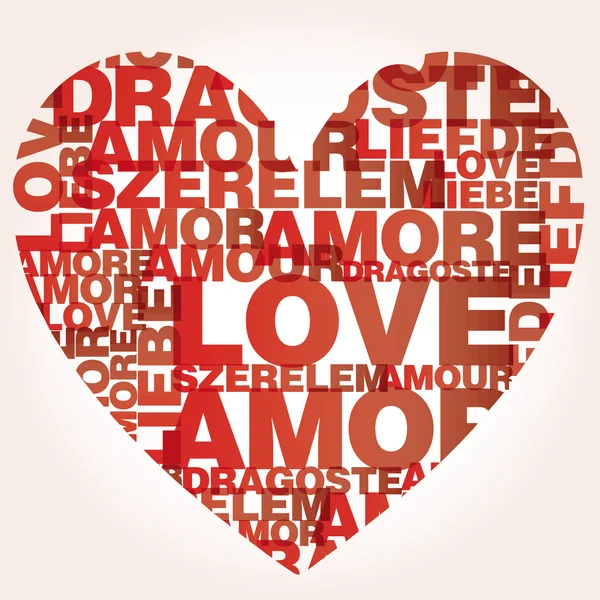 Coração de Valentim de palavras de amor —  Vetores de Stock