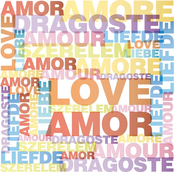 Valentijn hart van liefde woorden — Stockvector