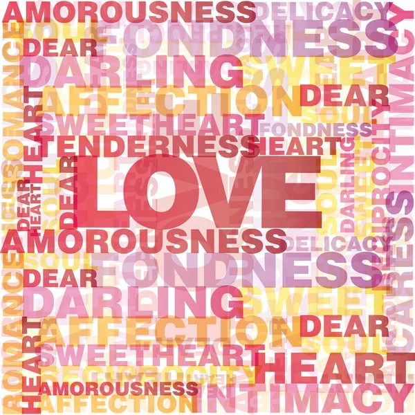 Sevgililer günü kalp sevgi sözcükleri — Stok Vektör