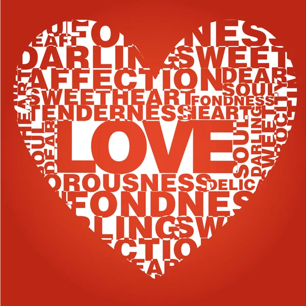 Coração de Valentim de palavras de amor — Vetor de Stock
