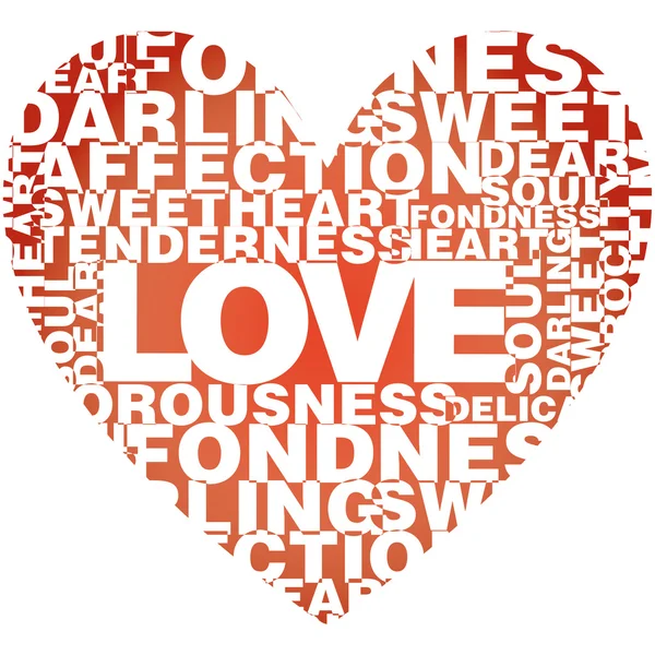 Valentine heart from love words — Stock Vector