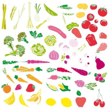 Vegetables and fruit vector illustration clipart