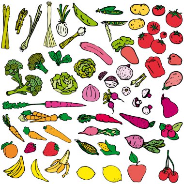 Vegetables and fruit vector illustration clipart