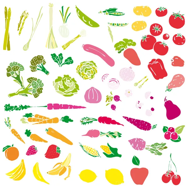 Zöldség és gyümölcsvektor illusztráció — Stock Vector