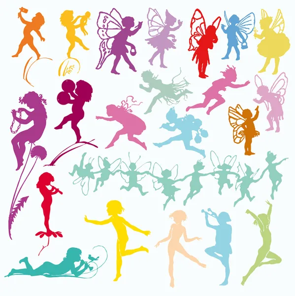 Fairy Angel ensemble silhouettes — Image vectorielle