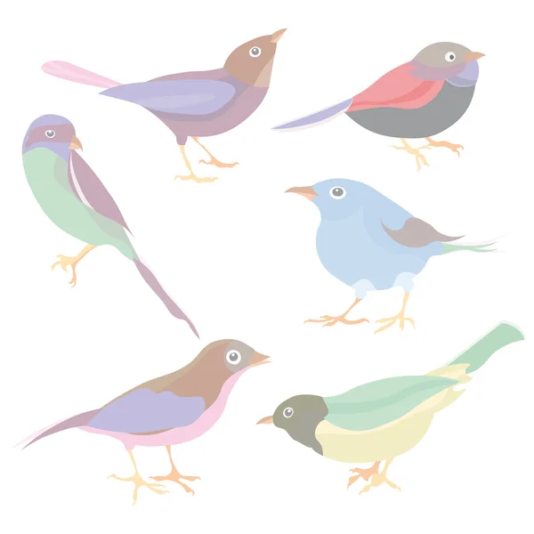 Serie di simpatici uccelli vettori — Vettoriale Stock