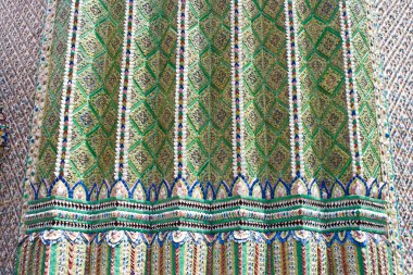 Native Thai style pattern mosaic on temple wall clipart