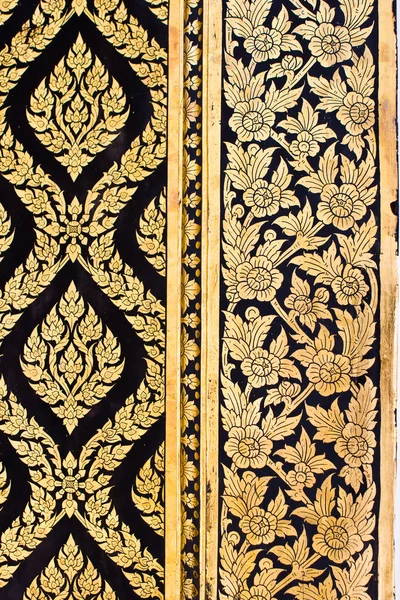 Stile nativo tailandese di lacca nera dorata — Foto Stock