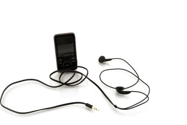 Musical MP3 player with headphones clipart