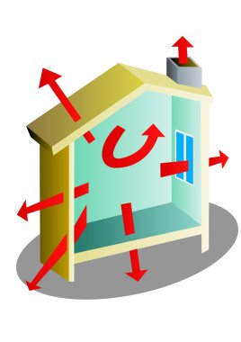 Loss of heat in a house clipart