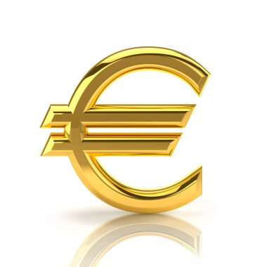 Golden euro sign on white clipart