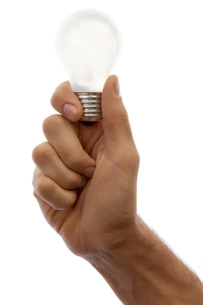 Mão com lâmpada — Fotografia de Stock