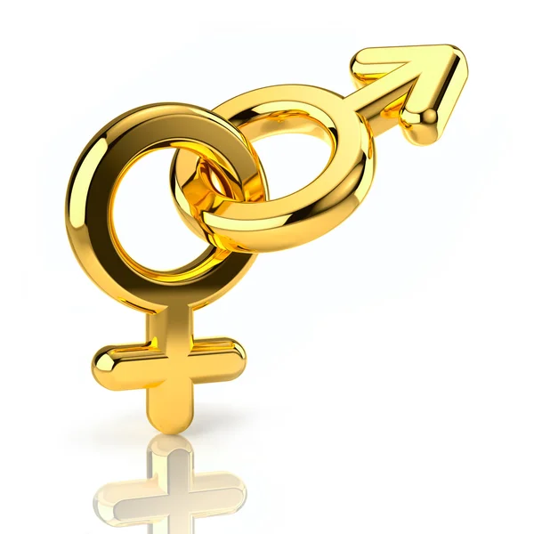 Mannelijke en vrouwelijke symbolen geïsoleerd op wit — Stockfoto