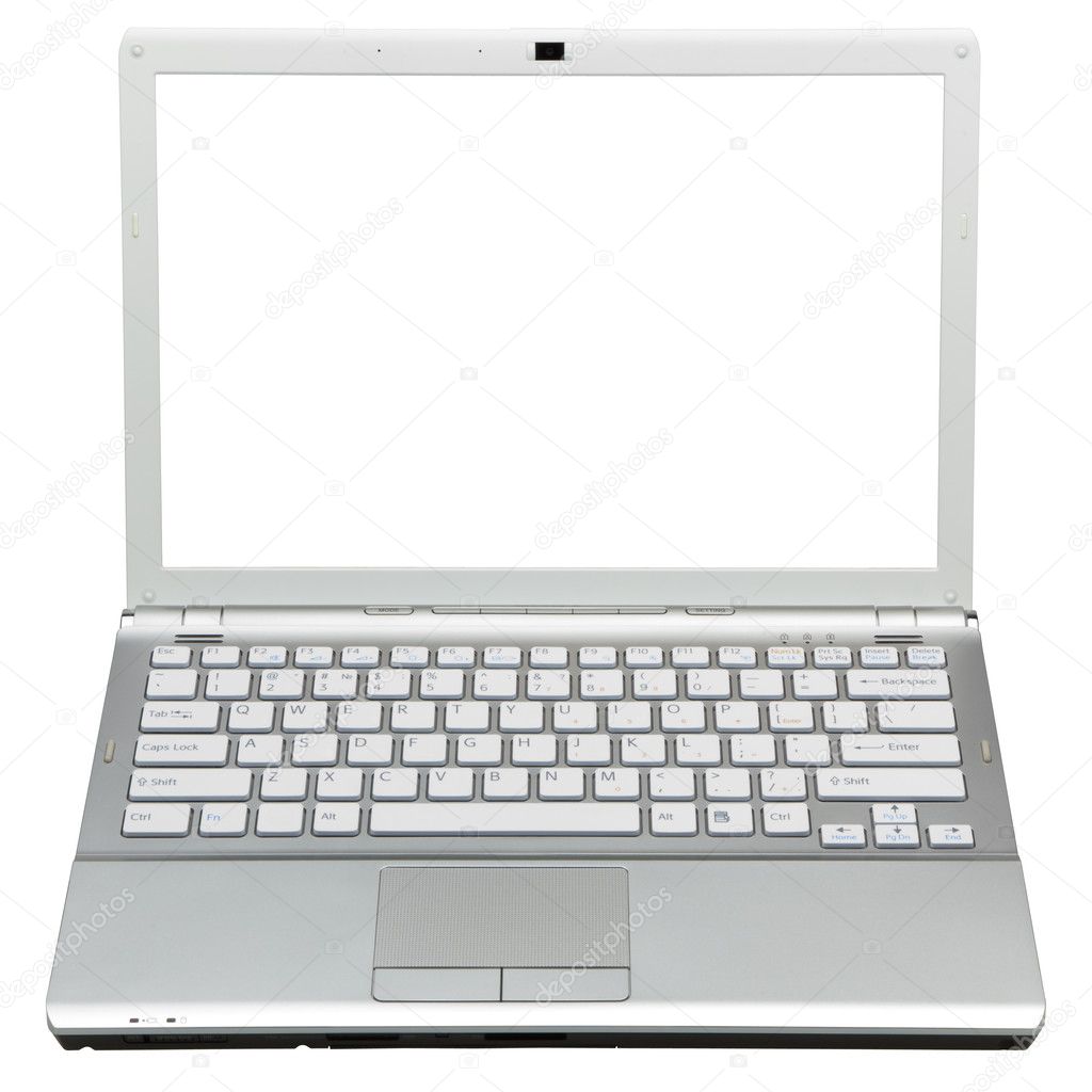 Laptop in front isolated with clipping path over white backgroun