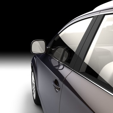Dynamic view of the modern car from the driver's door clipart