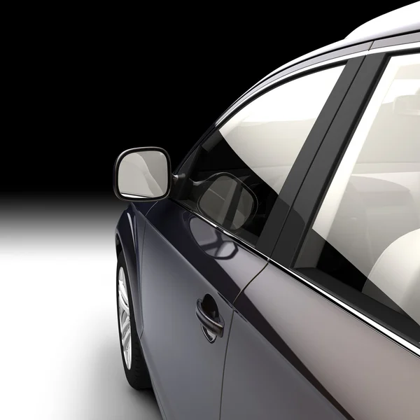 Dynamischer Blick von der Fahrertür auf das moderne Auto — Stockfoto