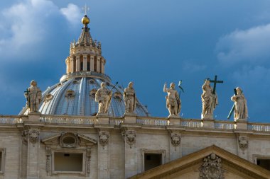 Michelangelo's Dome With Statues Saint Peter's Basilica clipart