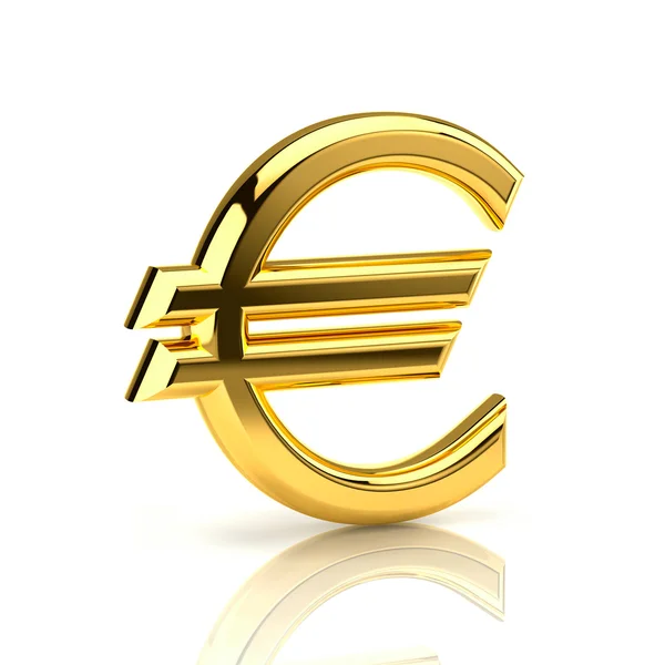 Золотой знак евро на белом — стоковое фото